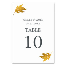 Tarjeta De Mesa Moda Script Gold Leaf Boda mínimo