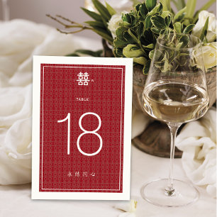Tarjeta De Mesa Modelo simple de doble felicidad Boda chino