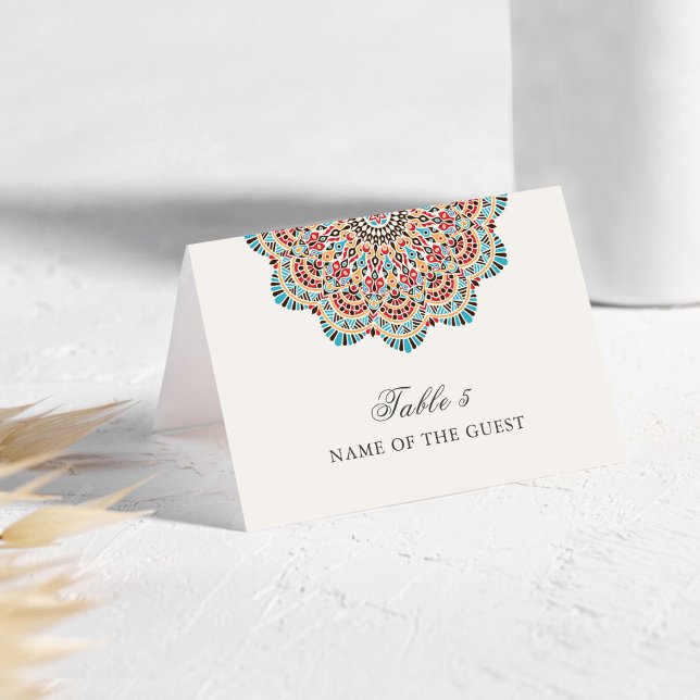 Tarjeta De Mesa Modern Artistic Motif Mandala Wedding Place Card (Subido por el creador)