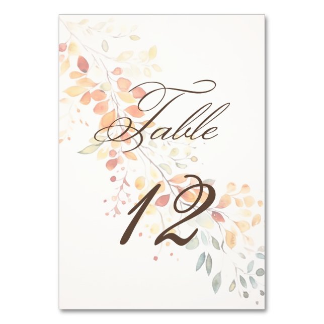 Tarjeta De Mesa Modern Boho Watercolor Autumn Boda (Anverso)