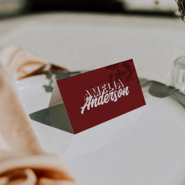 Tarjeta De Mesa Modern Burgundy Cream Unique Wedding Place Cards