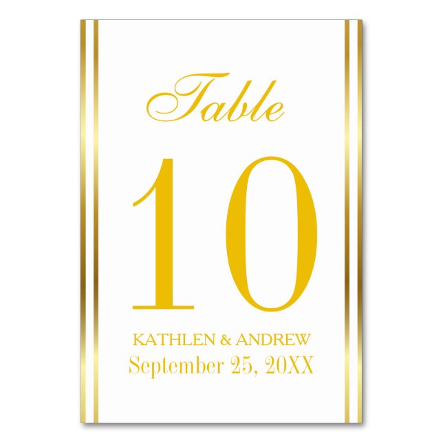 Tarjeta De Mesa Modern Elegance Gold Table Number Seating  (Anverso)