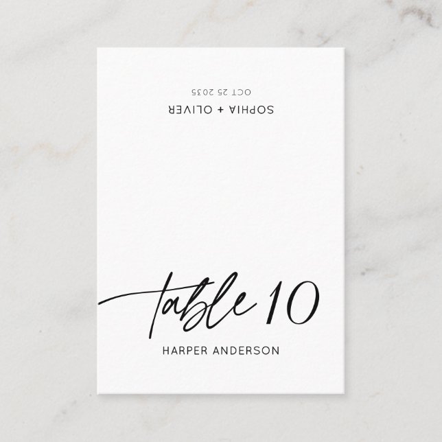 Tarjeta De Mesa Modern Elegant Calligraphy Script Wedding Guest (Anverso)