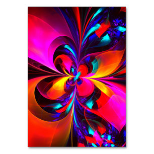 Tarjeta De Mesa Modern Floral Resumen Arte Patrón Azul Rojo #07