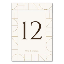 Tarjeta De Mesa Modern Gold Ornaments Cream Wedding