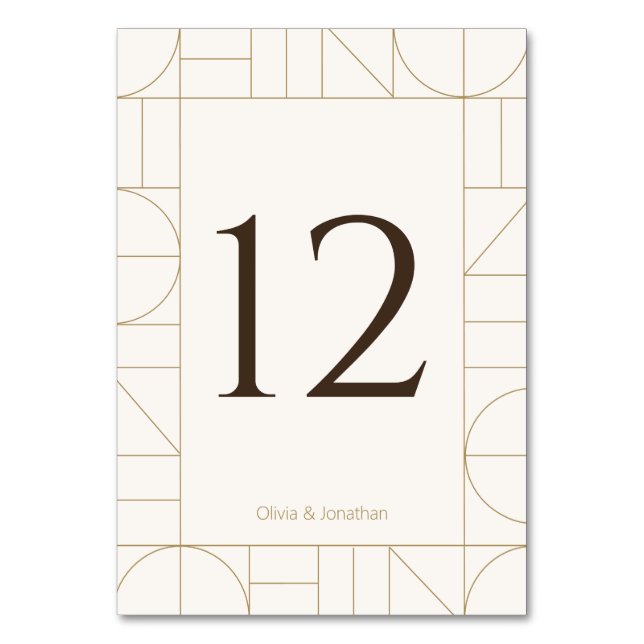 Tarjeta De Mesa Modern Gold Ornaments Cream Wedding (Anverso)