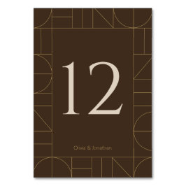 Tarjeta De Mesa Modern Gold Ornaments Dark Brown Wedding