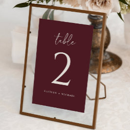 Tarjeta De Mesa Modern Merlot Boda