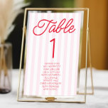 Tarjeta De Mesa Modern Minimal Minimalist Red Pink Stripes Wedding<br><div class="desc">This is a Modern Minimal Minimalist Red Pink Stripes Wedding Table Number w/ Names!</div>