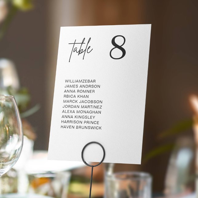 Tarjeta De Mesa Modern Minimal Wedding Table Number Seating Chart (Subido por el creador)