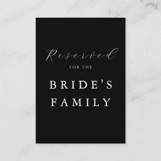 Tarjeta De Mesa Modern Minimalist Black Reserved Wedding Sign