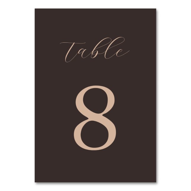 Tarjeta De Mesa Modern Minimalist Brown Wedding  (Anverso)