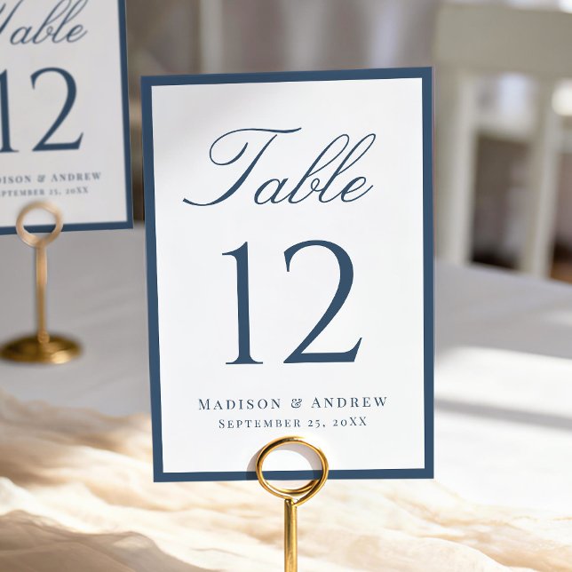 Tarjeta De Mesa Modern Navy Border Wedding (Subido por el creador)