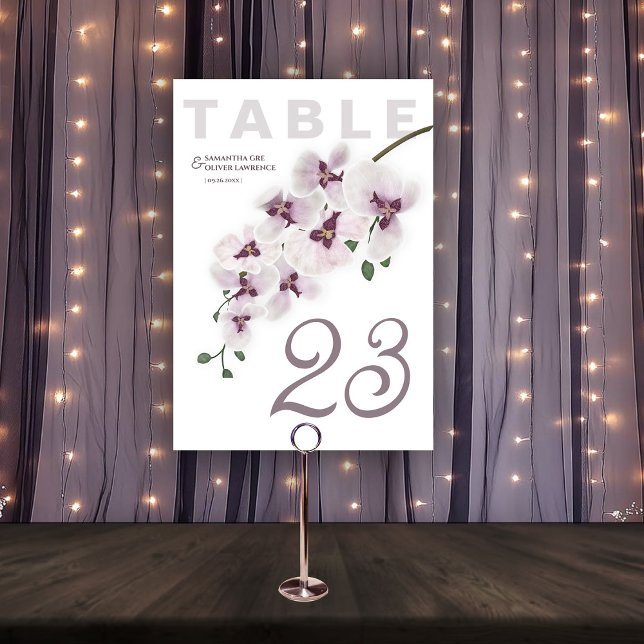 Tarjeta De Mesa Modern Orchid Charm Wedding Table Number Card (Subido por el creador)