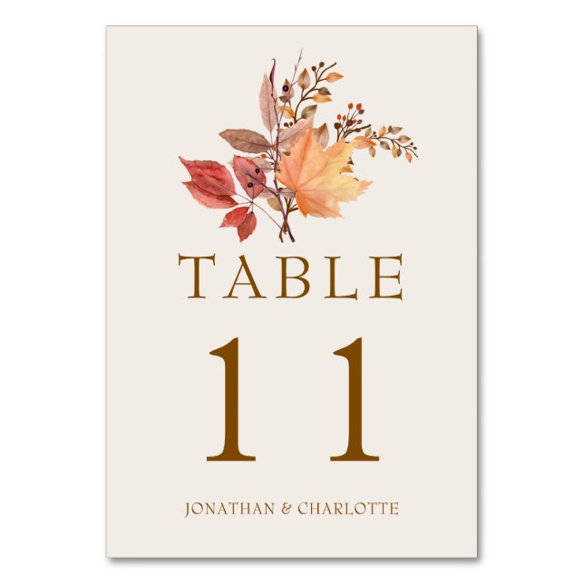 Tarjeta De Mesa Modern Rustic Fall Boho Flower Wedding (Anverso)