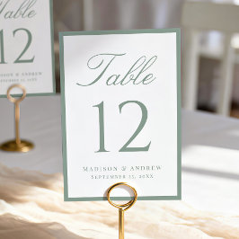 Tarjeta De Mesa Modern Sage Green Border Wedding