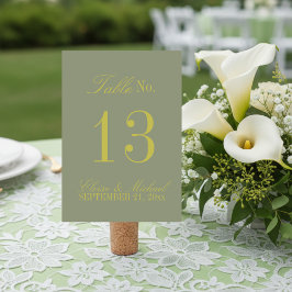 Tarjeta De Mesa Modern Script Citrus Green Formal Wedding