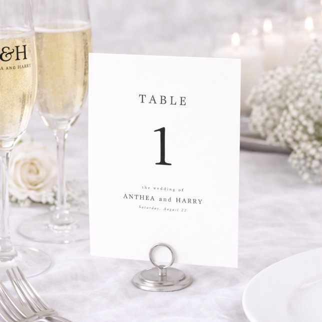 Tarjeta De Mesa Modern Serif Editorial Wedding Table Number Card (Subido por el creador)