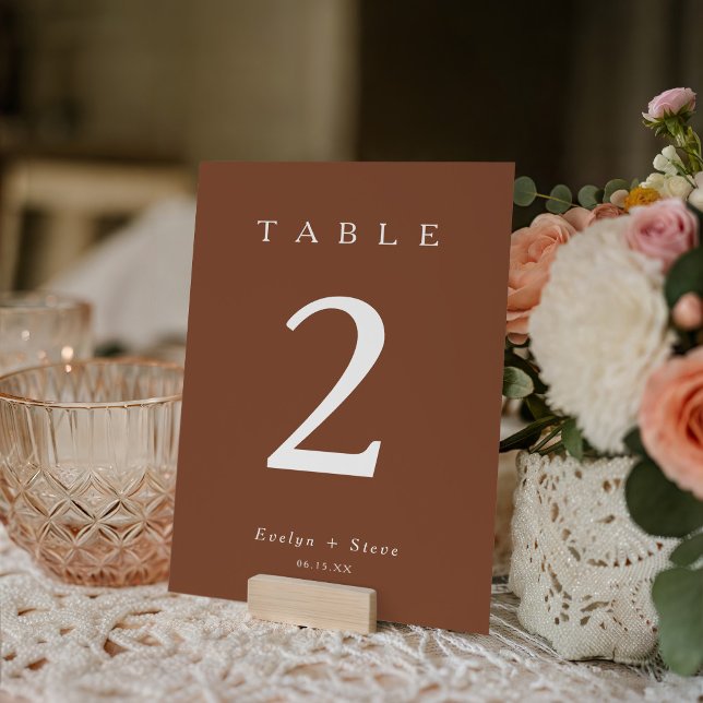 Tarjeta De Mesa Modern Terracotta Wedding Table Number (Subido por el creador)