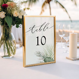 Tarjeta De Mesa Modern Tropical Watercolor Wedding