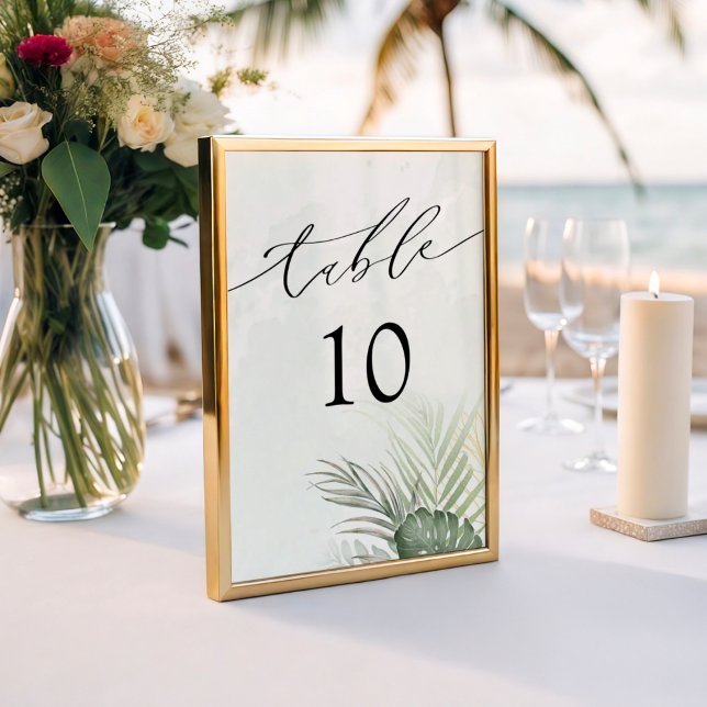 Tarjeta De Mesa Modern Tropical Watercolor Wedding (Subido por el creador)