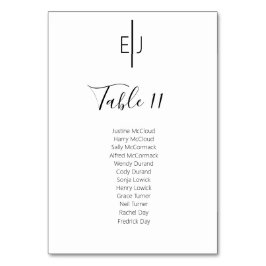 Tarjeta De Mesa Modern White Guests Seating List Table Number