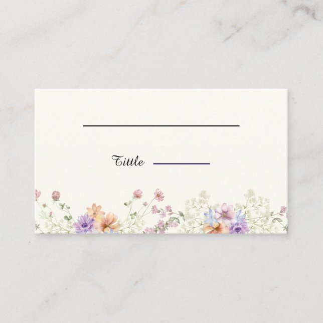 Tarjeta De Mesa Modern wildflowers spring wedding (Anverso)