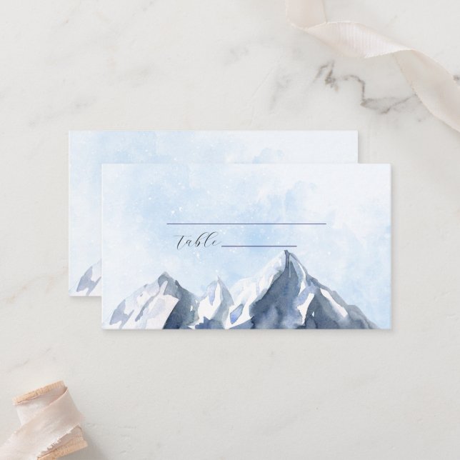 Tarjeta De Mesa Modern Winter Mountain Pattern Wedding (Anverso/Reverso In Situ)
