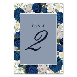 Tarjeta De Mesa Moderna acuarela floral azul elegante matrimonio