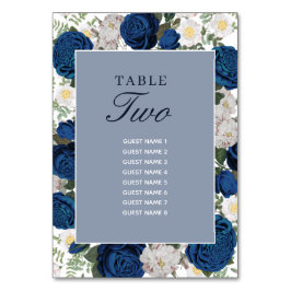 Tarjeta De Mesa Moderna acuarela floral azul elegante matrimonio