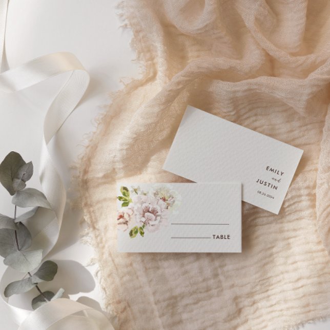 Tarjeta De Mesa Moderna acuarela floral marfil-crema Boda (Subido por el creador)