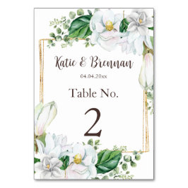 Tarjeta De Mesa Moderna acuarela Magnolia Boda
