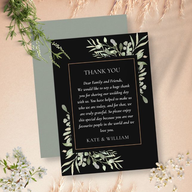 Tarjeta De Mesa Moderna acuarela Verde Boda Gracias (Subido por el creador)