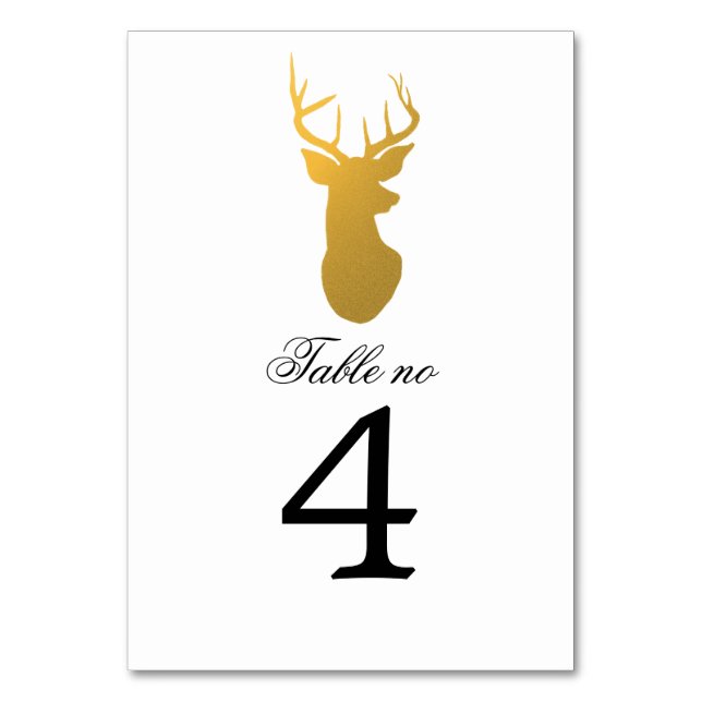 Tarjeta De Mesa Moderna Antler Gold de clase simple (Reverso)