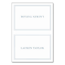 Tarjeta de mesa moderna blanca con azul turbio