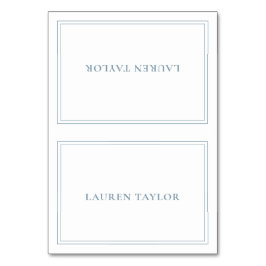 Tarjeta de mesa moderna blanca con azul turbio