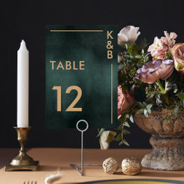 Tarjeta De Mesa Moderna boda elegante verde esmeralda negro