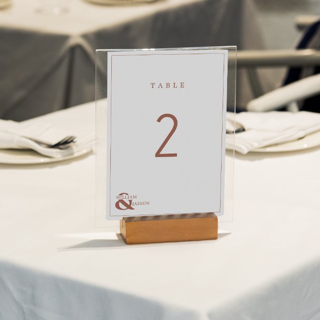 Tarjeta De Mesa Moderna Boda Rústica de Terracota, Simple y Bordea (Subido por el creador)