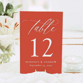 Tarjeta De Mesa Moderna caligrafía elegante Boda Verona Sunset