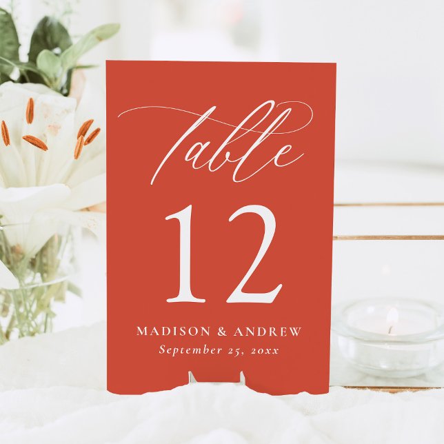 Tarjeta De Mesa Moderna caligrafía elegante Boda Verona Sunset (Subido por el creador)