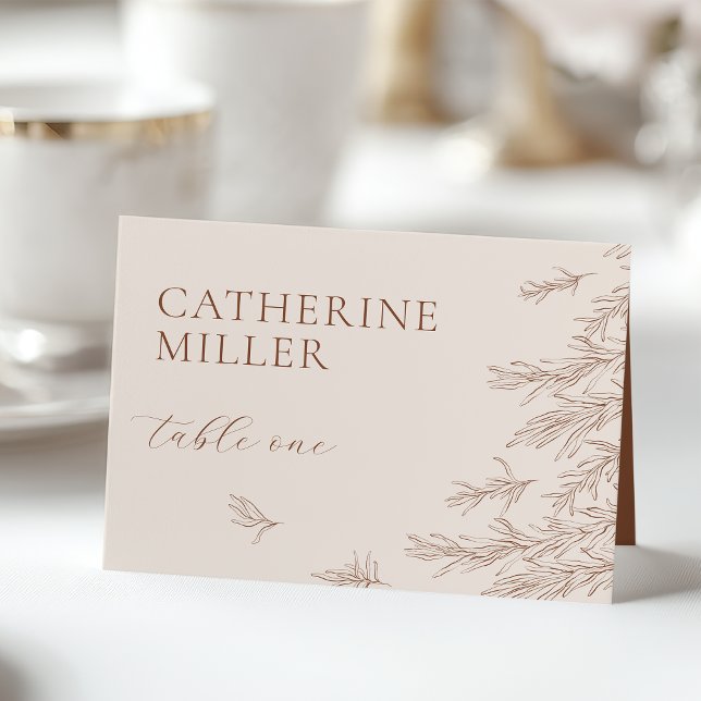 Tarjeta De Mesa Moderna carta de marfil de terracota Minimal Leave (Subido por el creador)