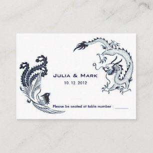 Tarjeta de mesa moderna de Boda chino Dragon-Phoen