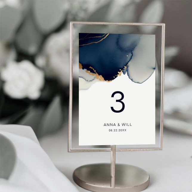Tarjeta De Mesa Moderna Marina Elegante Náutica Boda de Playa Azul (navy wedding table number modern romantic elegant bohemian nautical beach ocean boho summer winter)