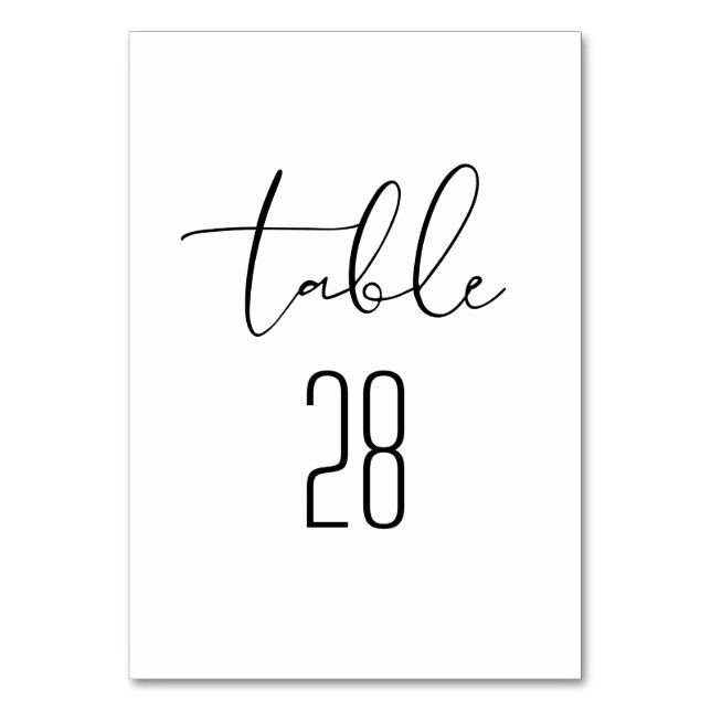 Tarjeta De Mesa Moderna mesa Boda elegante en blanco y negro (Anverso)