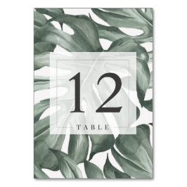 Tarjeta De Mesa Moderna Palm Tropical Monstera deja Boda