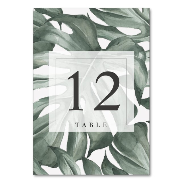 Tarjeta De Mesa Moderna Palm Tropical Monstera deja Boda (Reverso)