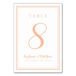 Tarjeta De Mesa Moderna Recepción de Peach Simple Wedding Minimali