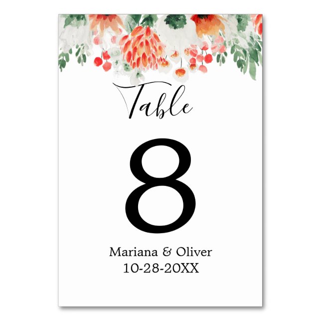 Tarjeta De Mesa Moderna vegetación Naranja Wildflowers Floral (Anverso)