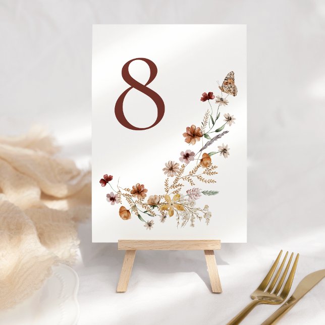 Tarjeta De Mesa Moderna y elegante Boda del Boho Nature Wildflower (Subido por el creador)