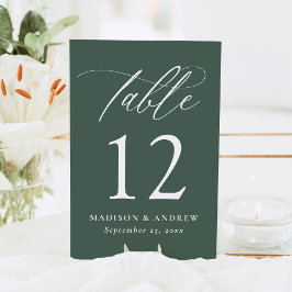 Tarjeta De Mesa Moderna y elegante caligrafía Boda verde